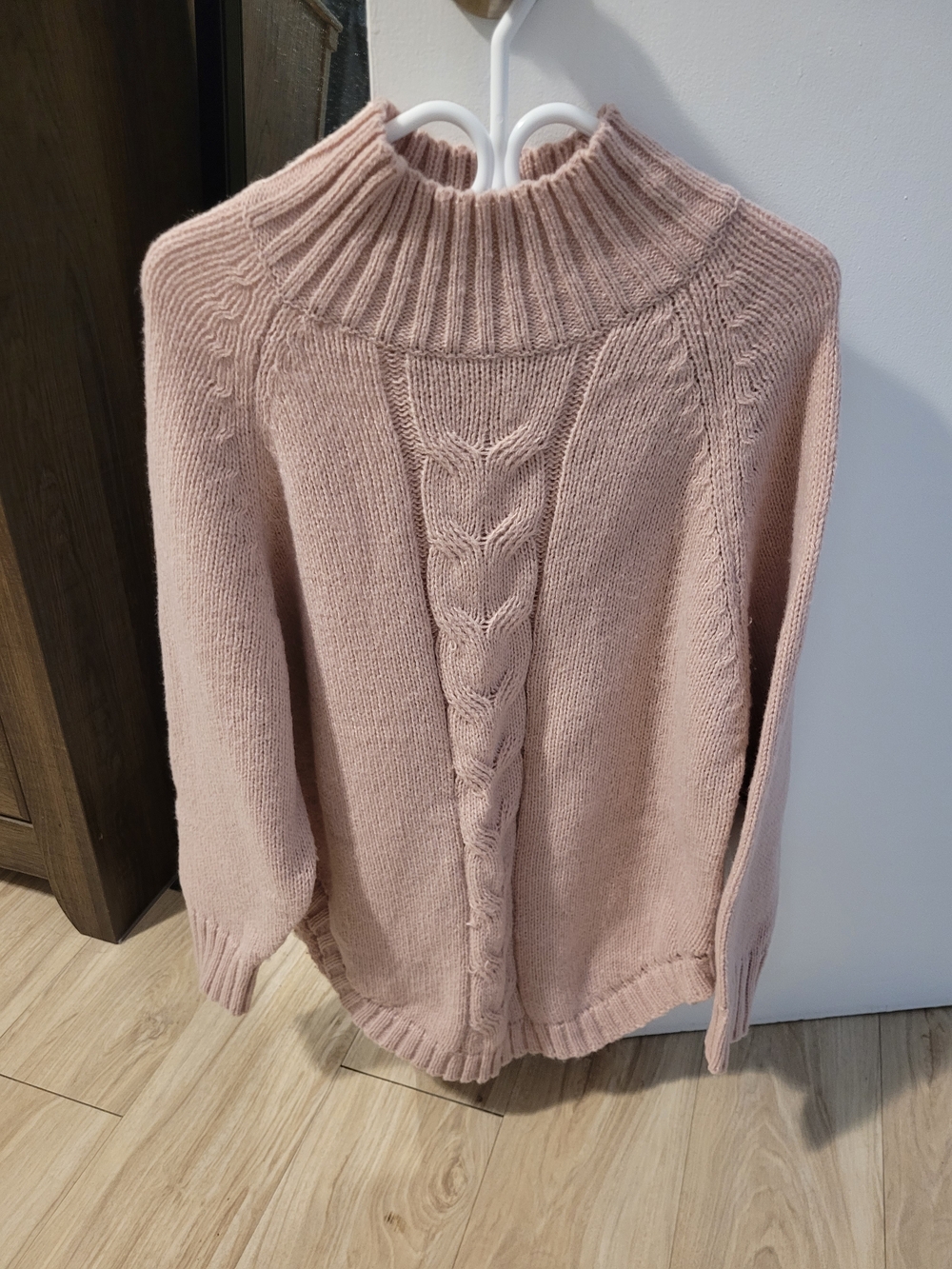 Soft Pink Cable-Front Women's Sweater